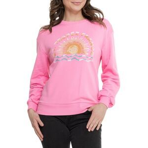 C&C California Women's Millie Beach Terry Sweatshirt Long Sleeve Size L Pink
